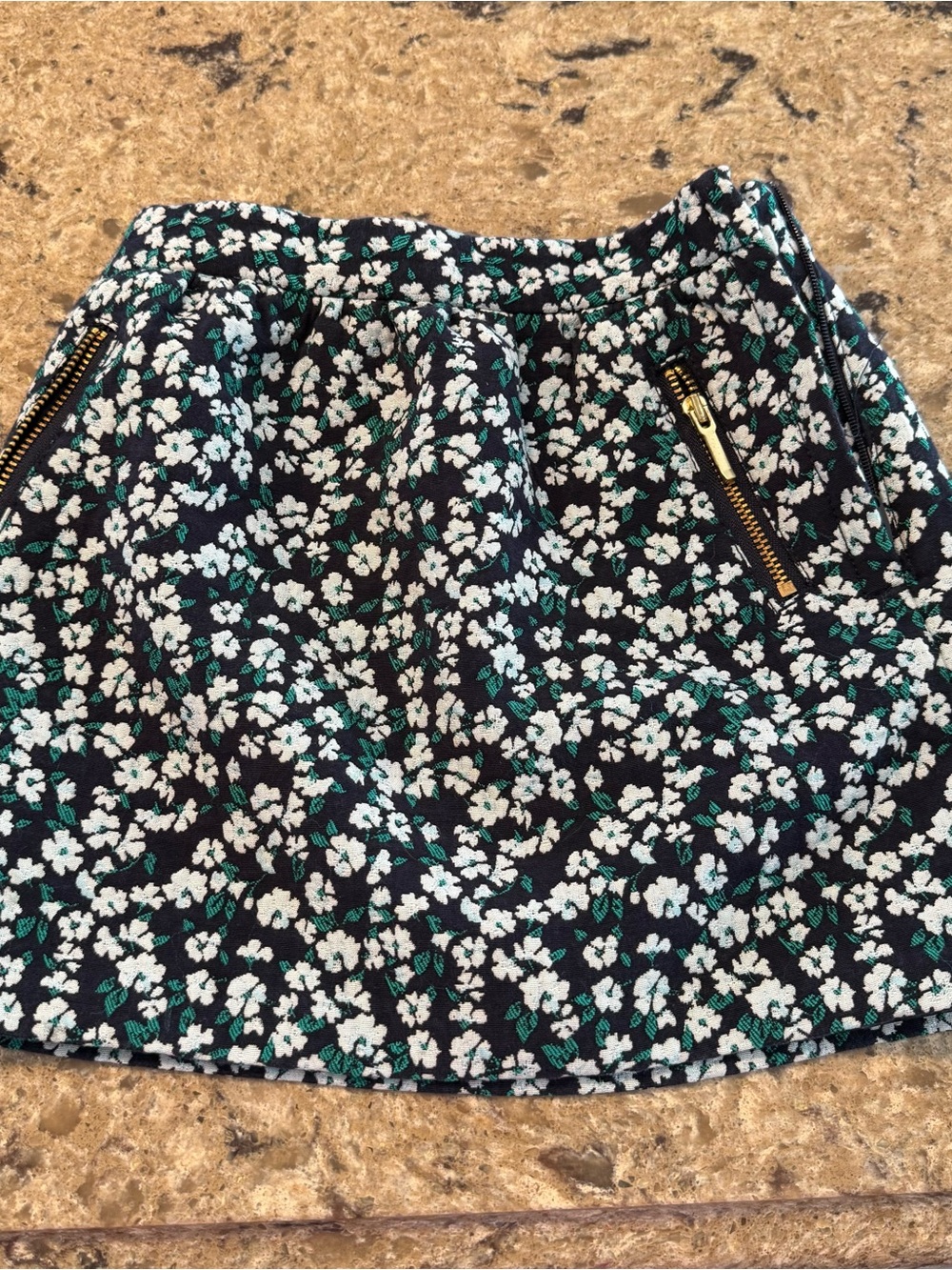 Janie and Jack Black Mini Skirt with White & Green Floral Print